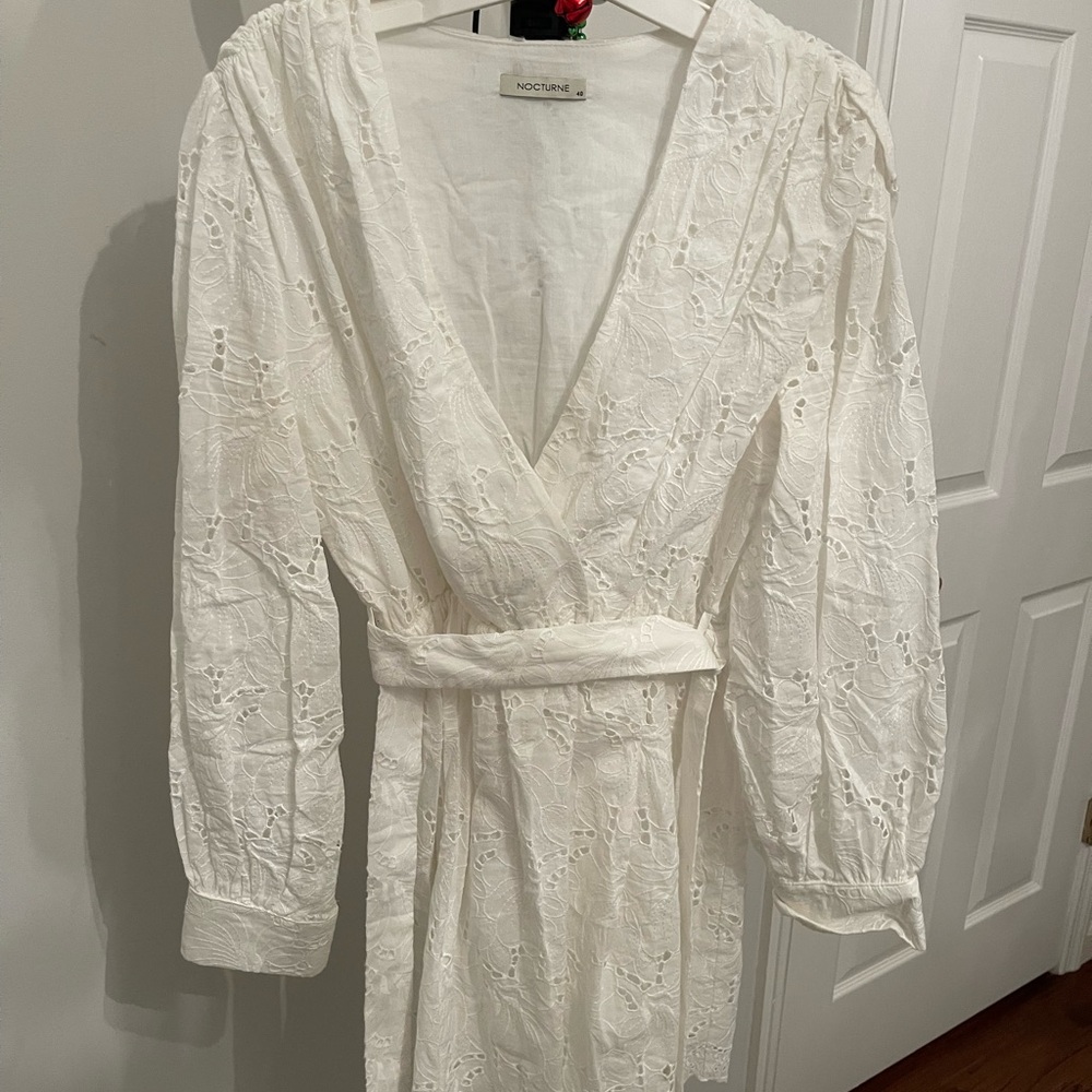 White Long Sleeve Lace Dress